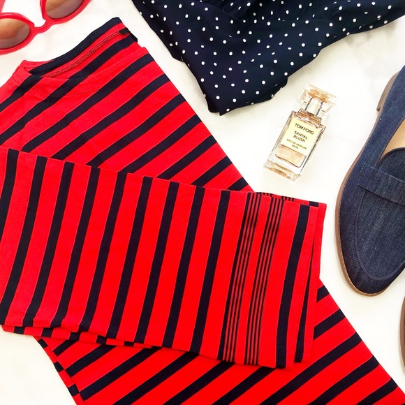 J. Crew Tops - J. Crew Red Striped Boxy Grosgrain Trim Boatneck